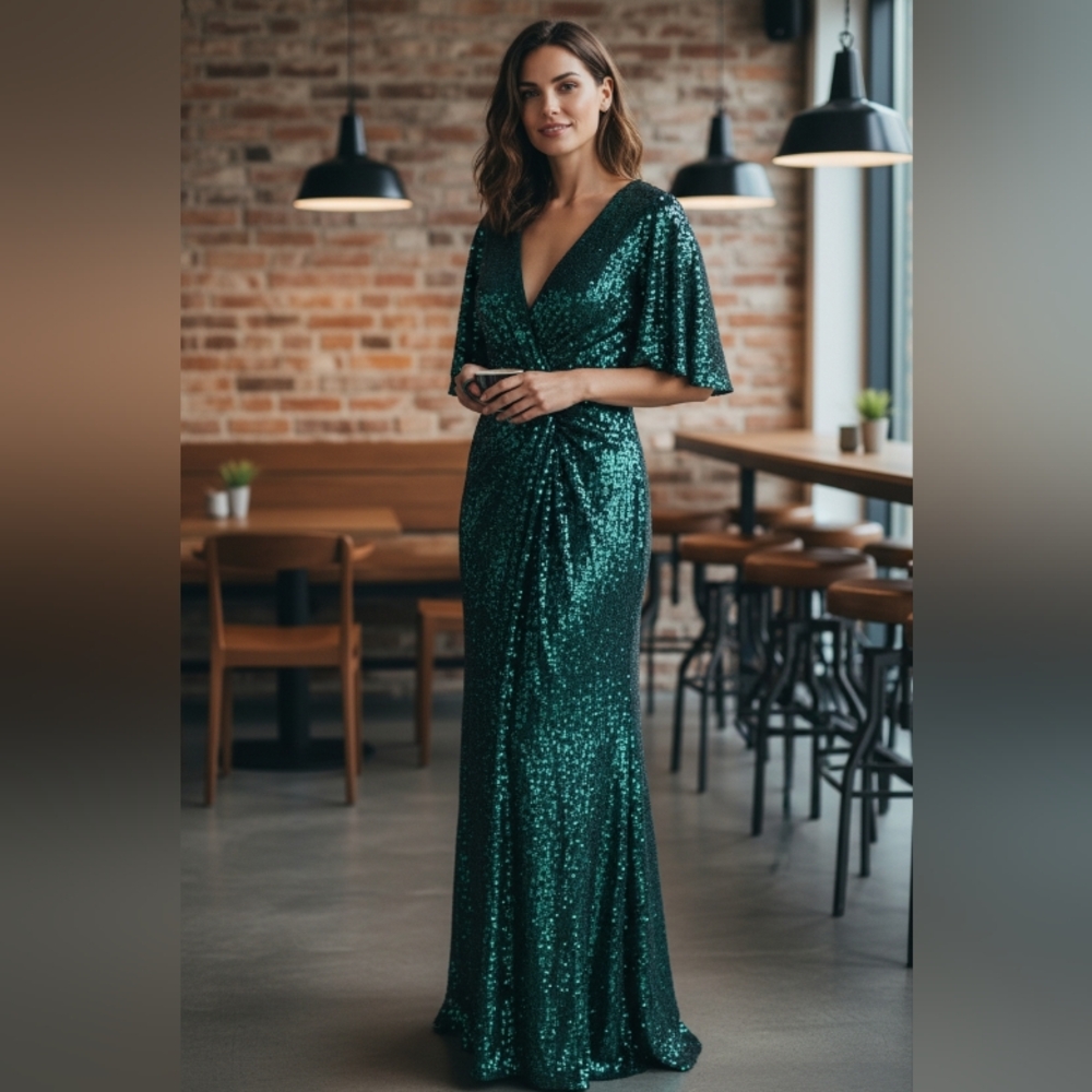 Elegant Green Sequin Dress SIZE 1XL